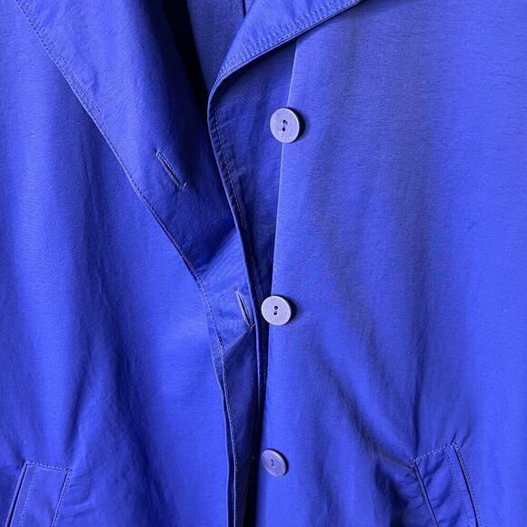 Eileen Fisher Coat Women Size Small Royal Blue A Line Button Down Trench - Picture 13 of 16